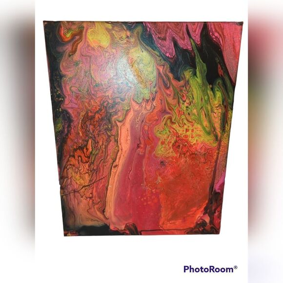 16x20 NEON HAND POURED CANVAS WALL ART DECOR - Picture 1 of 3